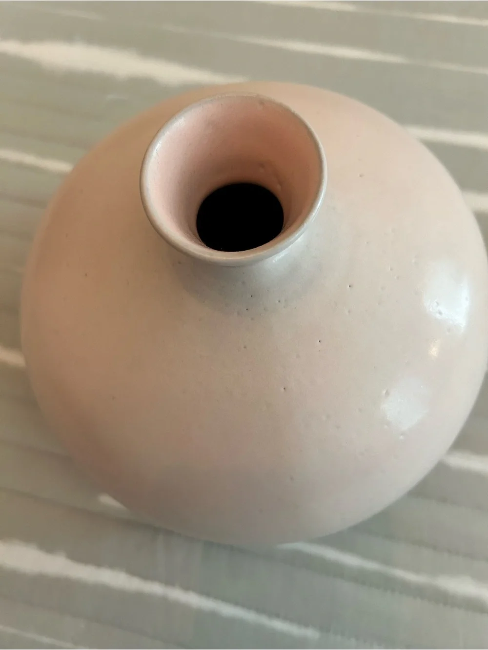 Crate & Barrel Mireya Blush Pink Terracotta Round Vase Made in Portugal